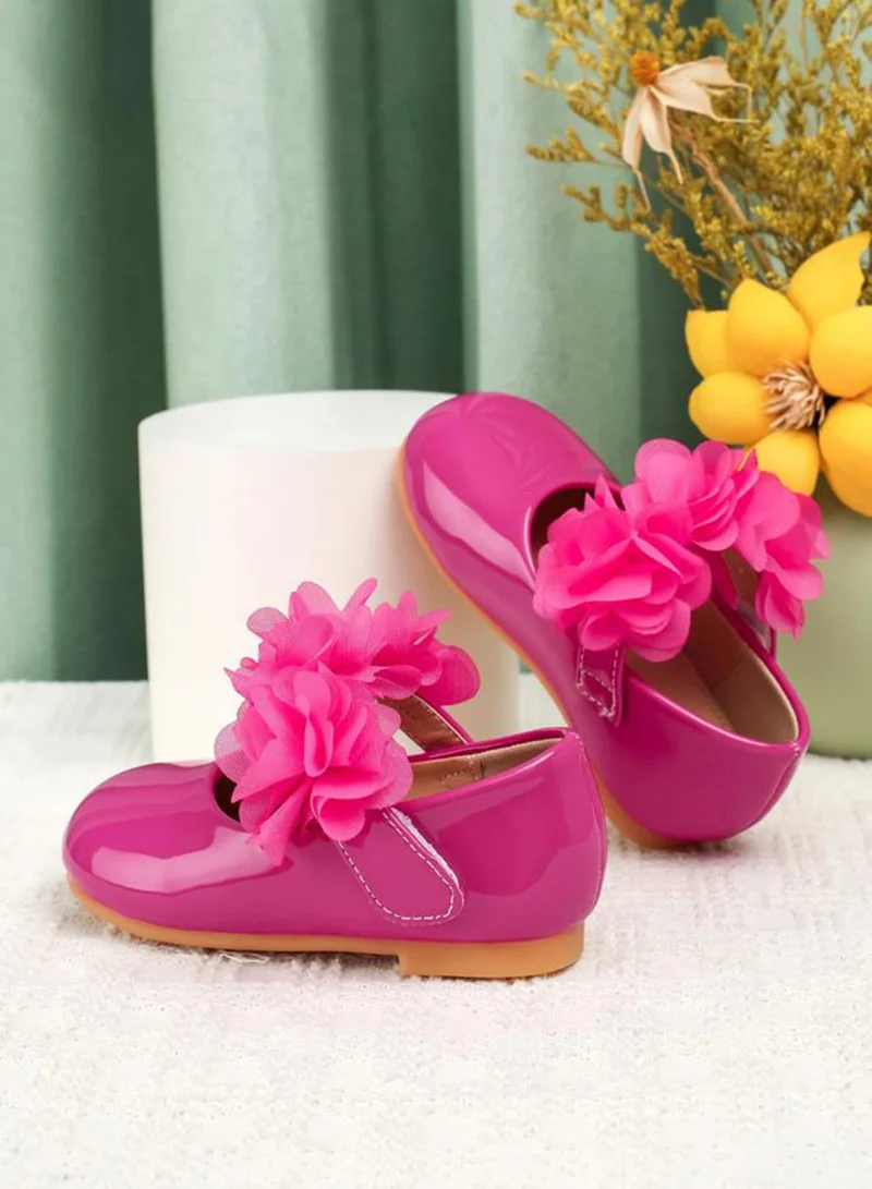 Take Two Girls Pink Flower Flat Ballerina Shoes